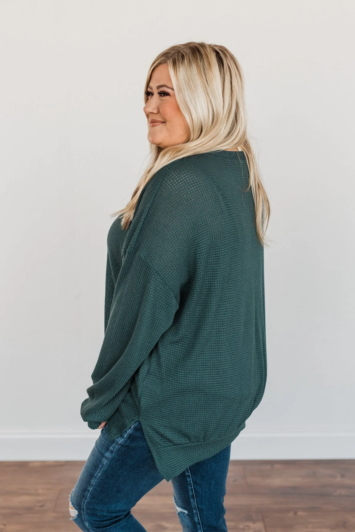 Fleeting Glances Knit Long Sleeve Top- Dark Teal - Image 8