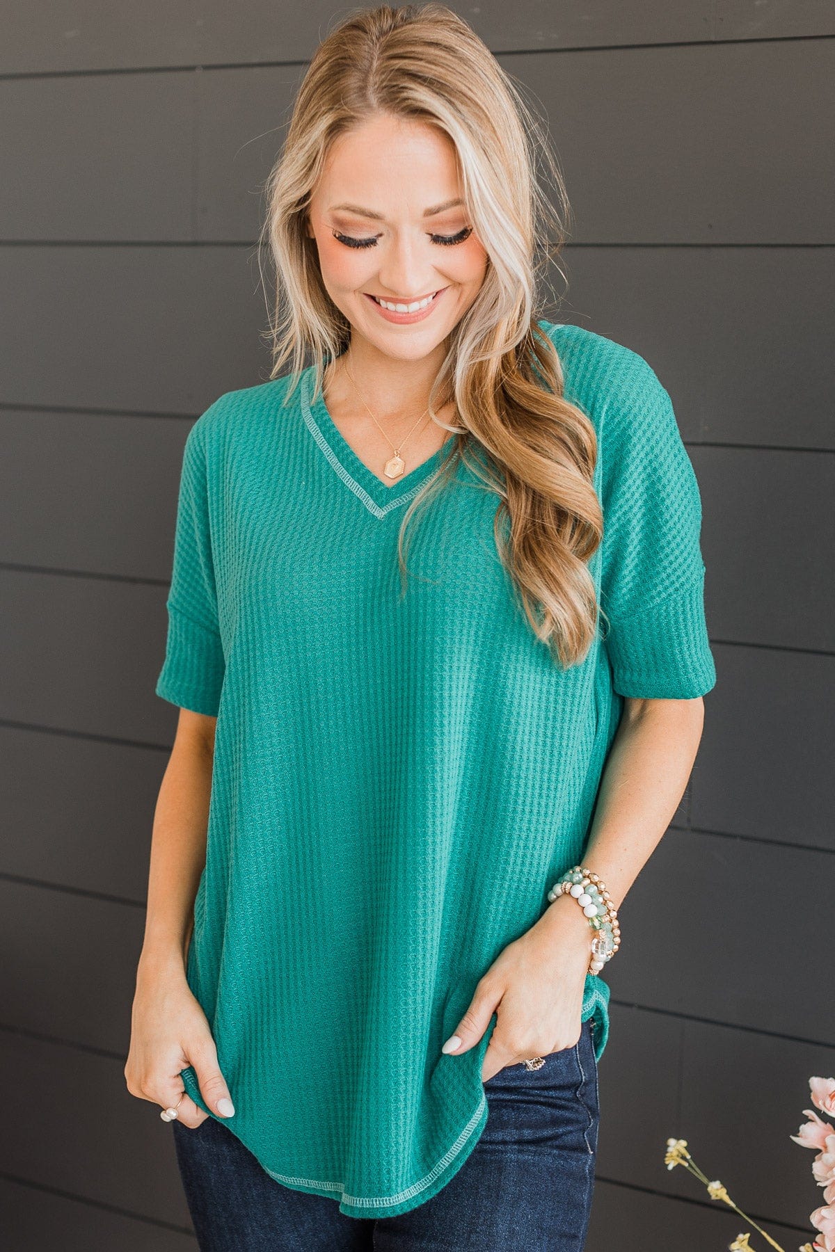Flirtatious Feelings Knit Top- Jade - Image 3