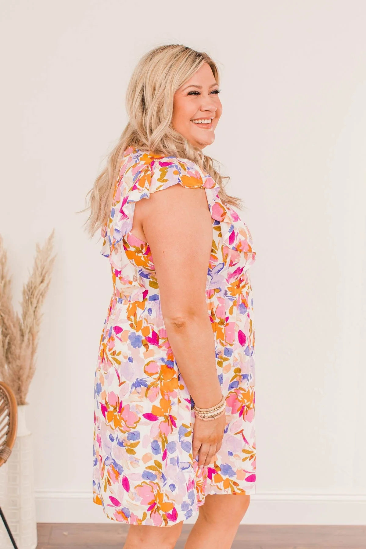Flirty Flourish Floral Mini Dress- Lilac & Orange - Image 8