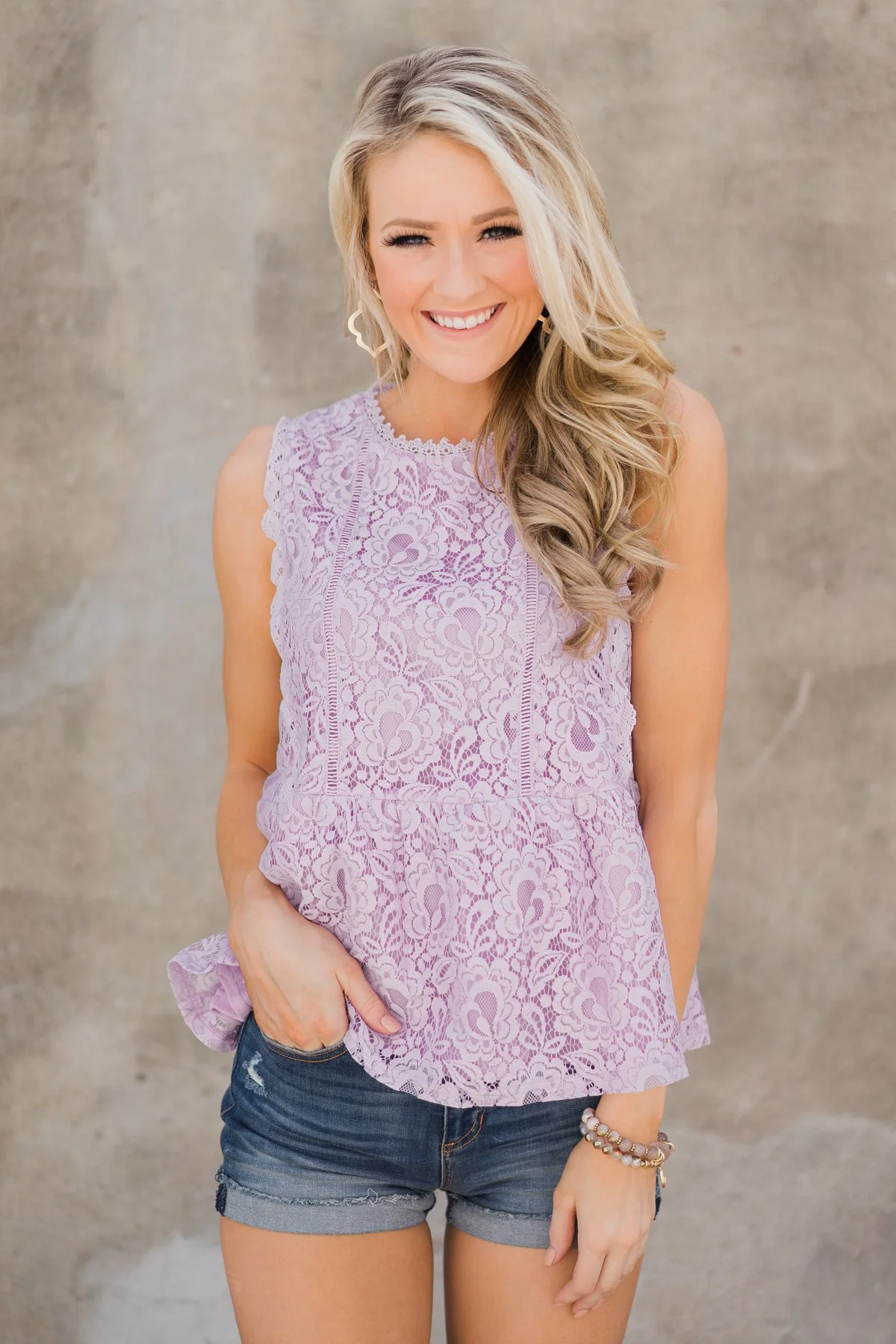 Flirty in Lace Tank Top - Lilac - Image 3