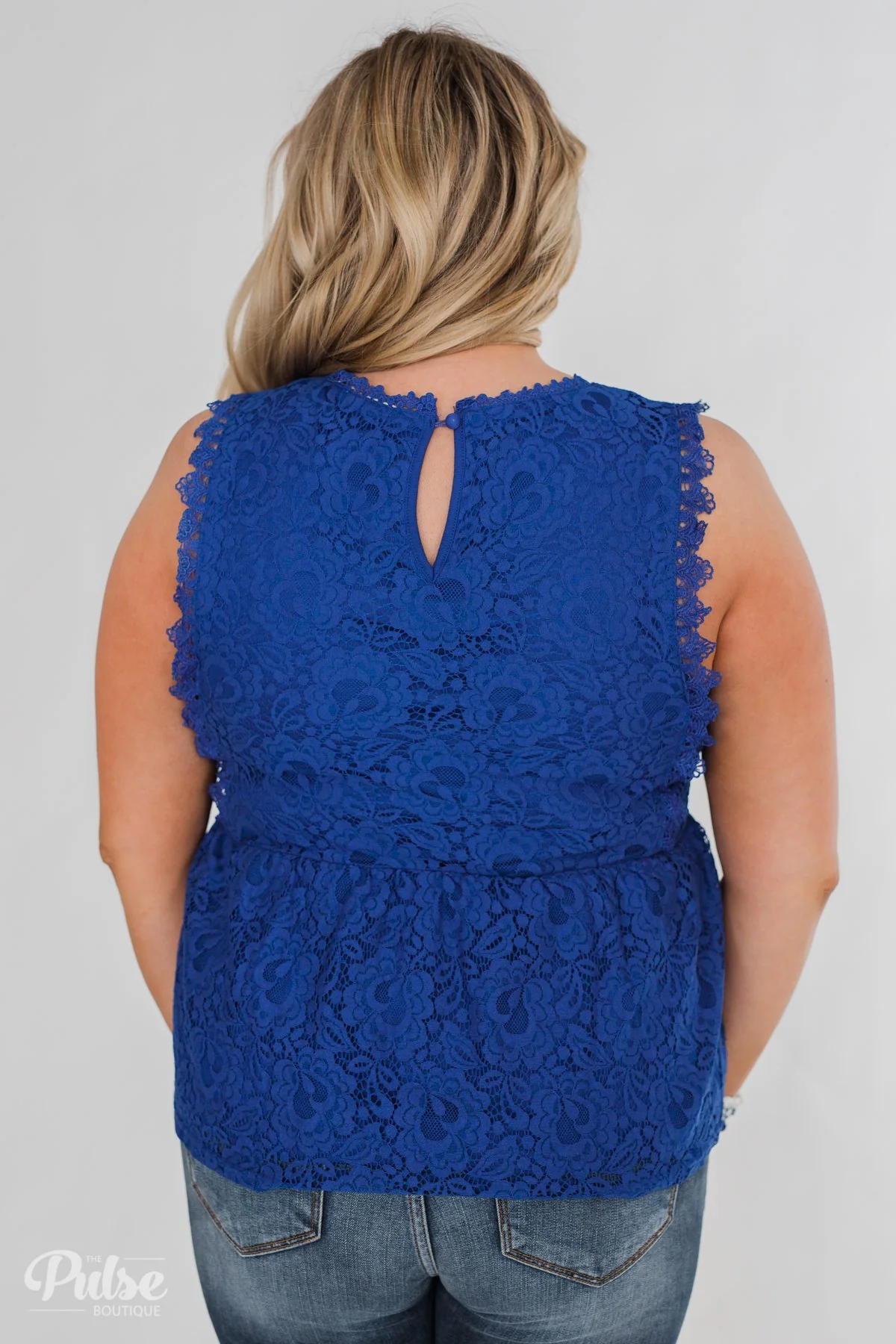 Flirty in Lace Tank Top- Royal Blue - Image 13