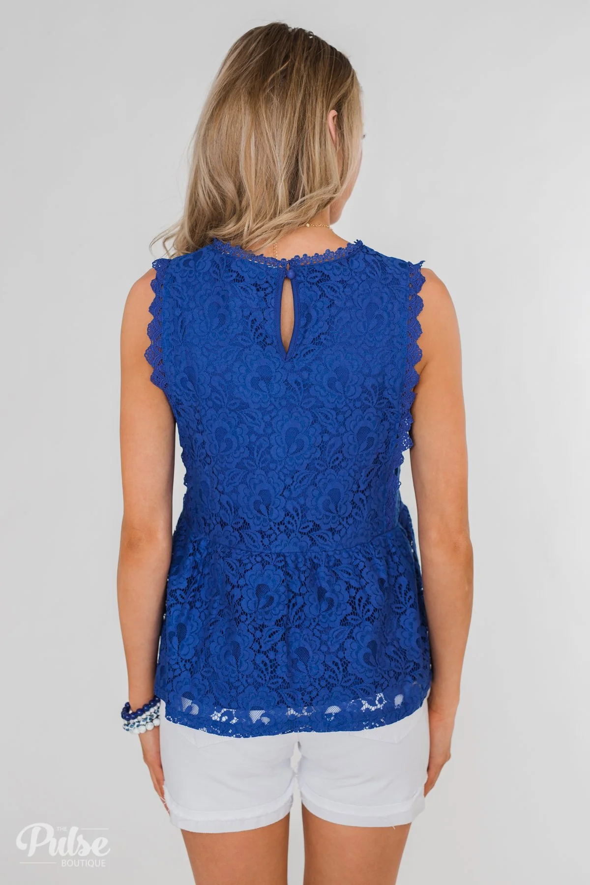 Flirty in Lace Tank Top- Royal Blue - Image 9