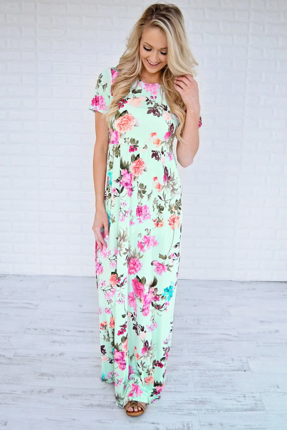 Floral Bell Mint Maxi Dress - Image 2