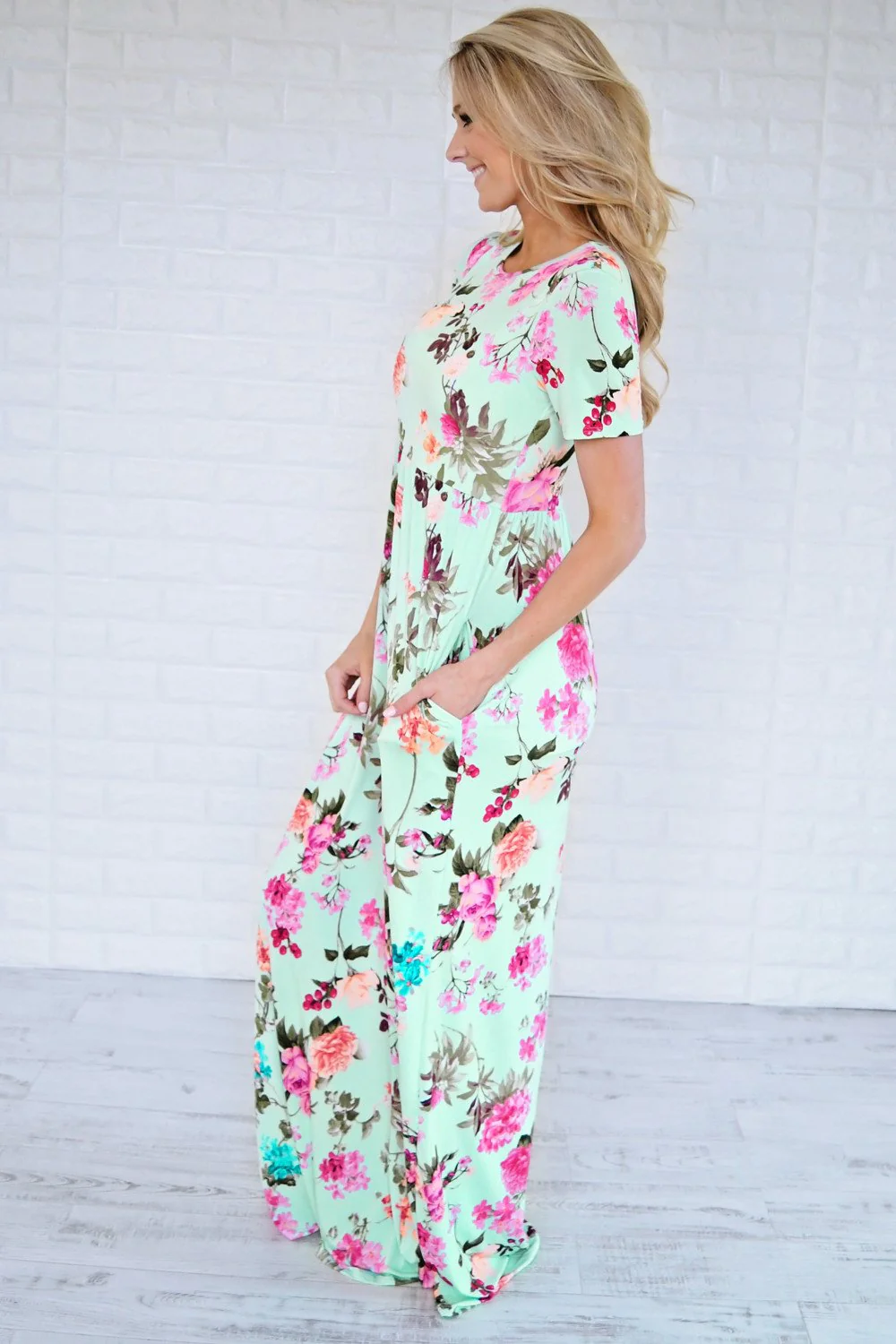 Floral Bell Mint Maxi Dress - Image 5