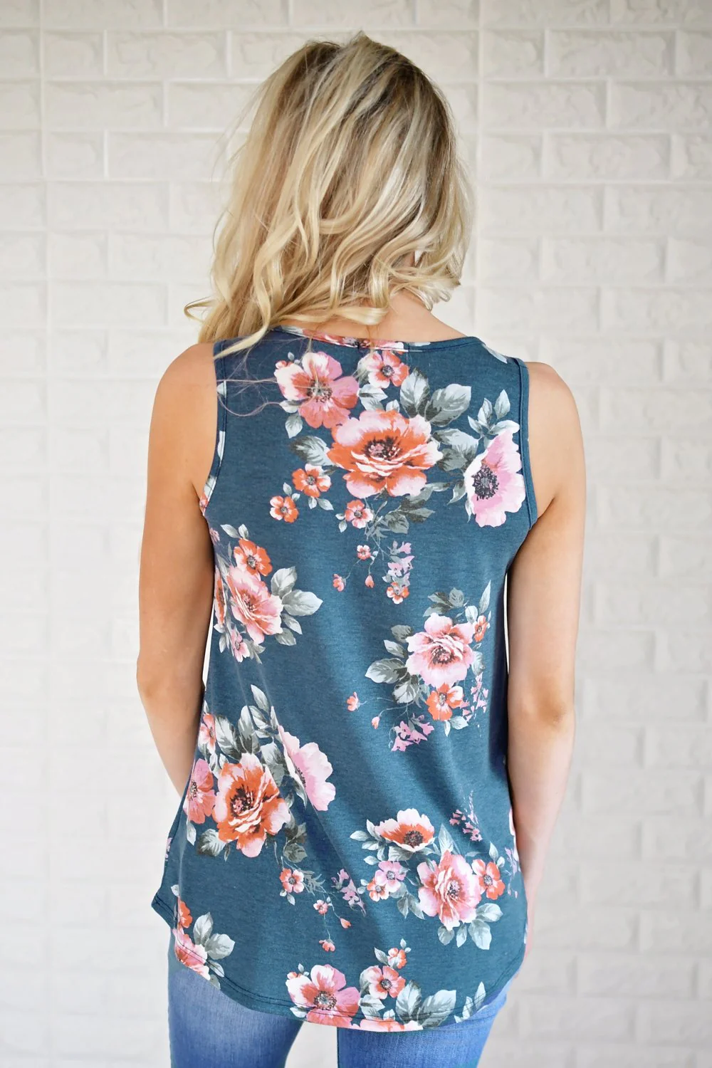 Floral Criss Cross Tank Top ~ Navy - Image 5
