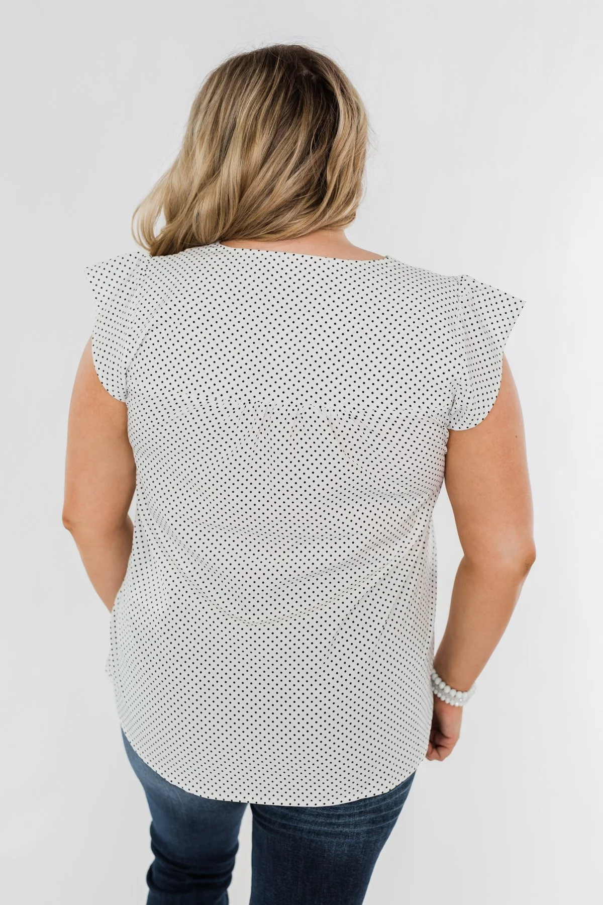 Floral Embroider & Polka Dot Top- Ivory - Image 9