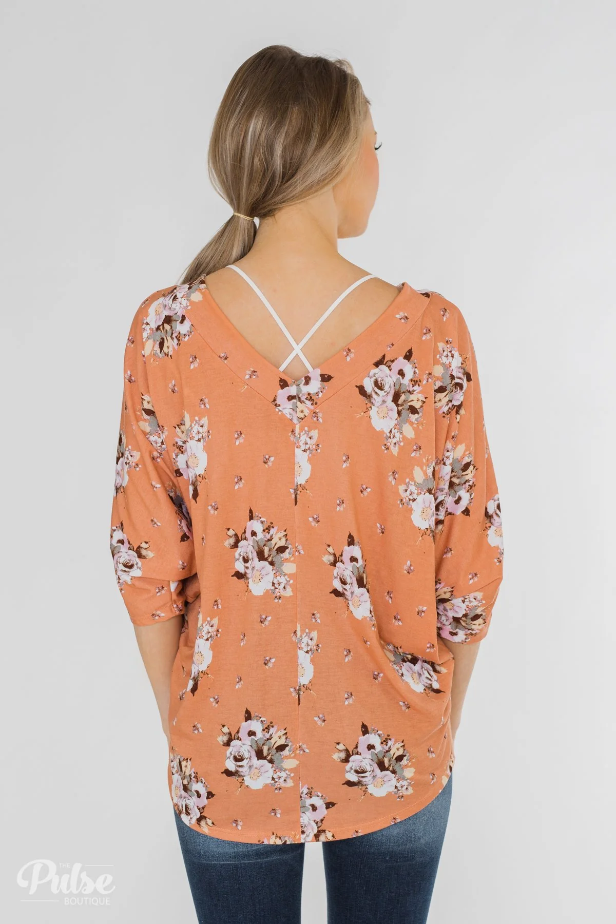 Floral Enchantment Dolman Top- Apricot - Image 10