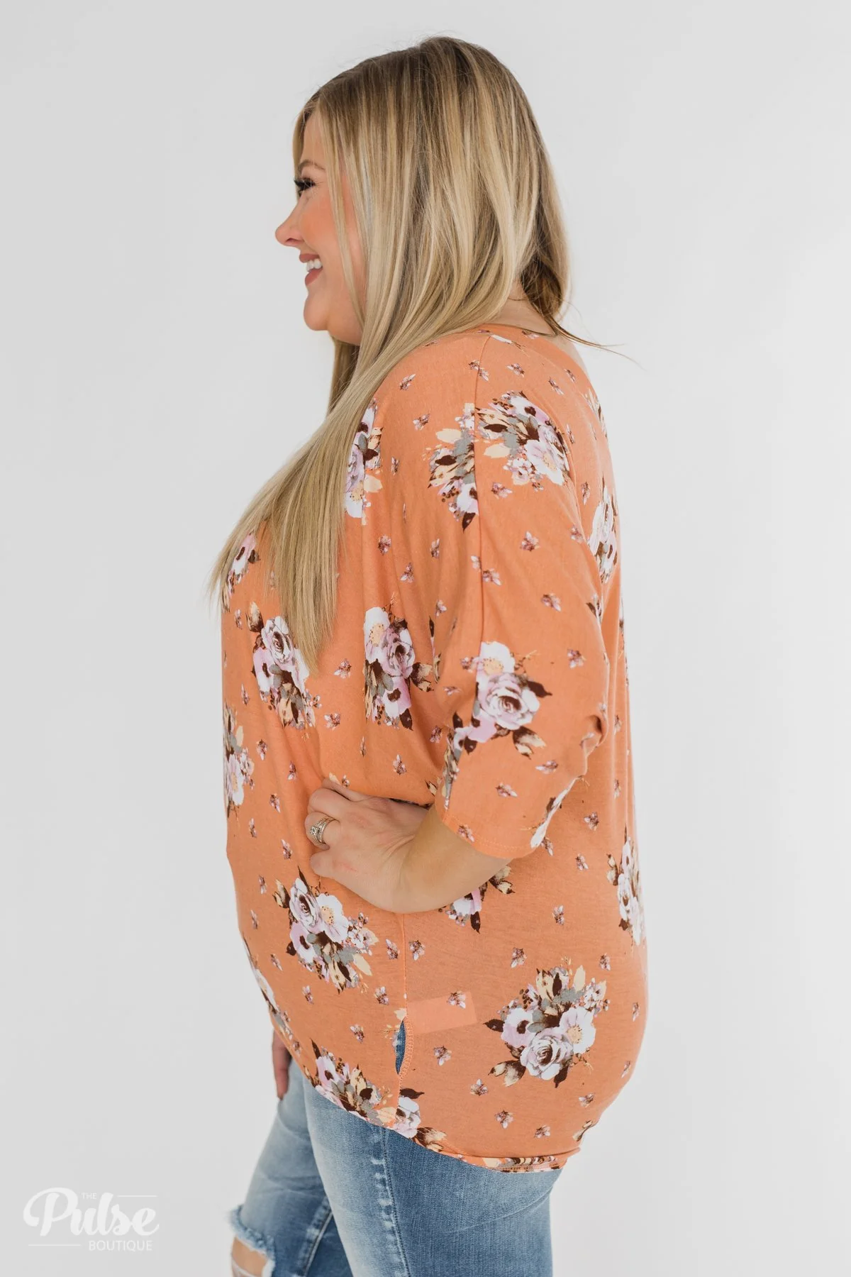 Floral Enchantment Dolman Top- Apricot - Image 14