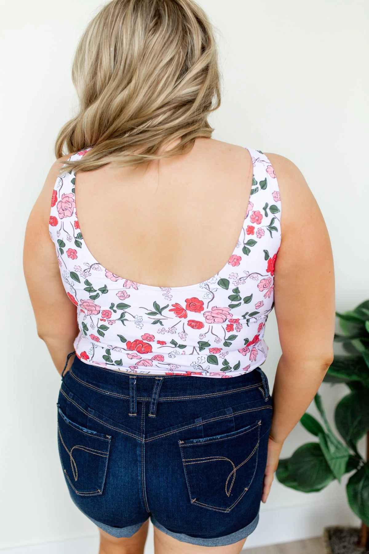 Floral Front Knot Swimsuit Tankini- Light Pink - Image 9