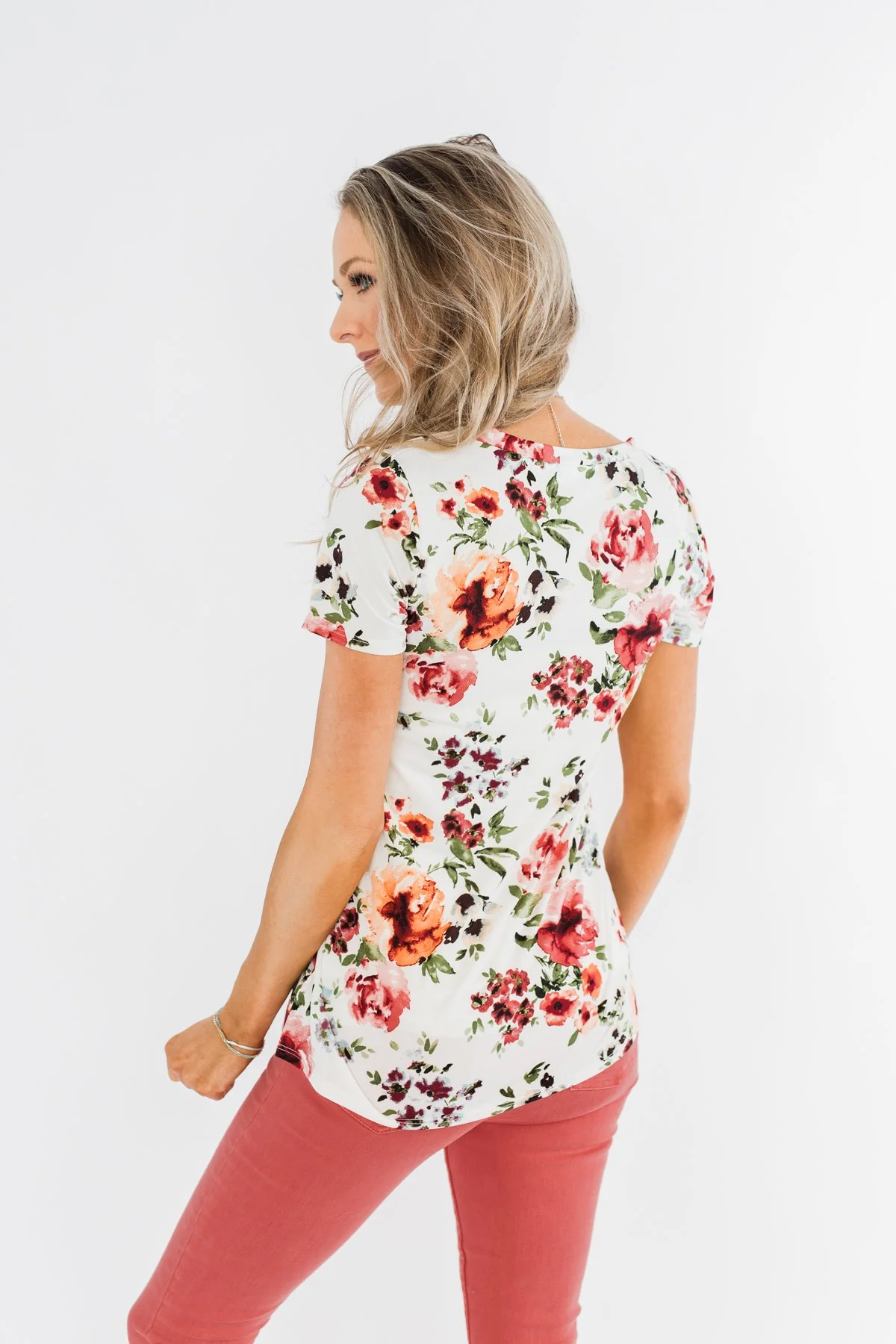 Floral Glam Front Pocket Top- Ivory - Image 10