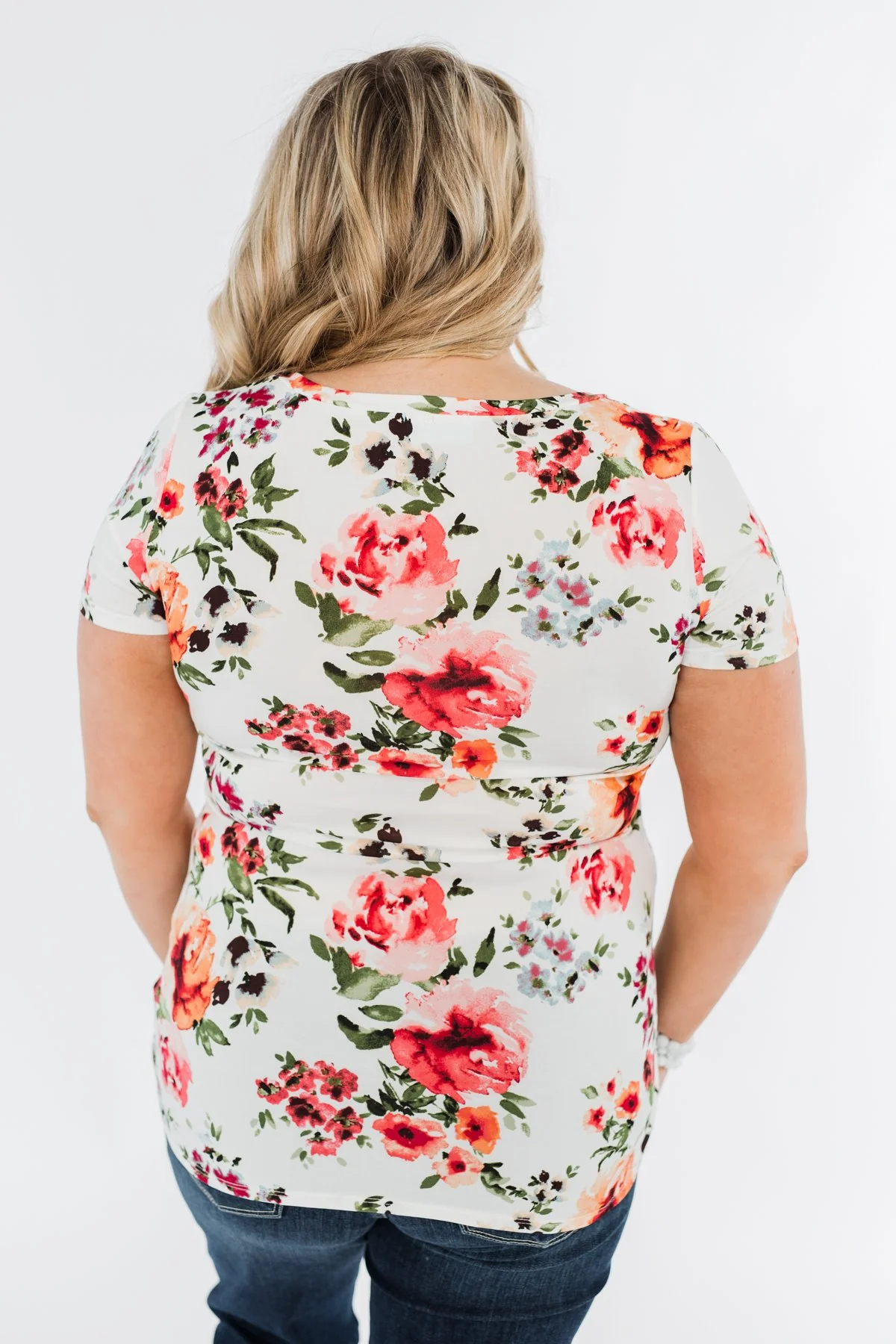 Floral Glam Front Pocket Top- Ivory - Image 11