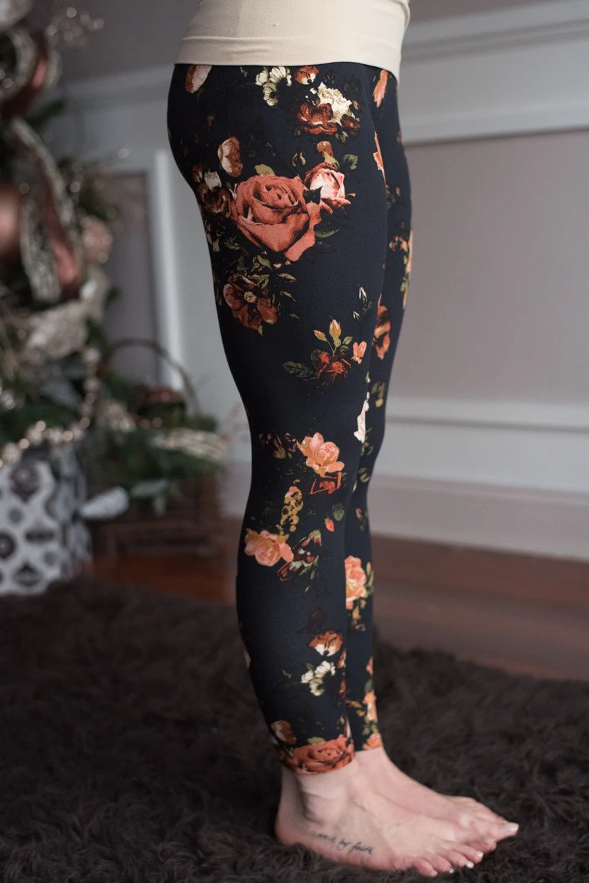 Floral Leggings ~ Black - Image 3