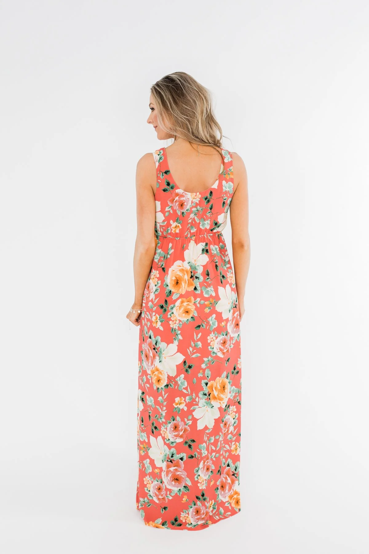 Floral Maxi Dress- Coral - Image 8