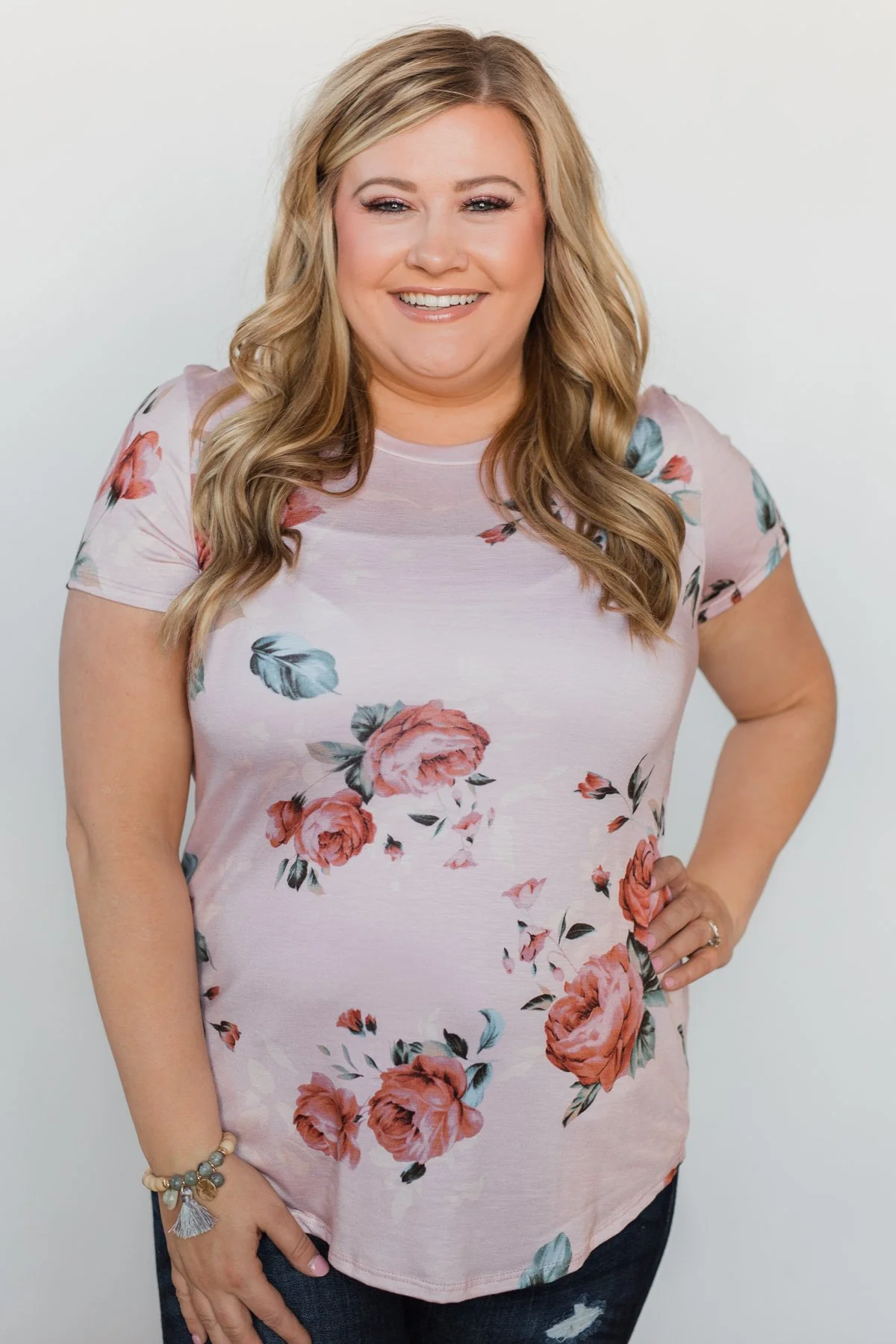 Floral Melody Short Sleeve Top - Blush - Image 9