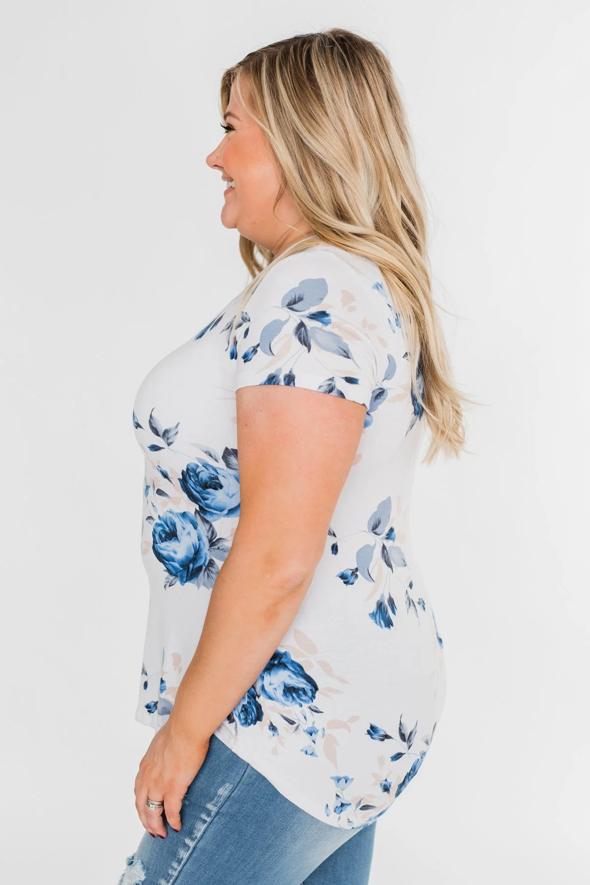 Floral Melody Short Sleeve Top- Eggshell White - Image 8