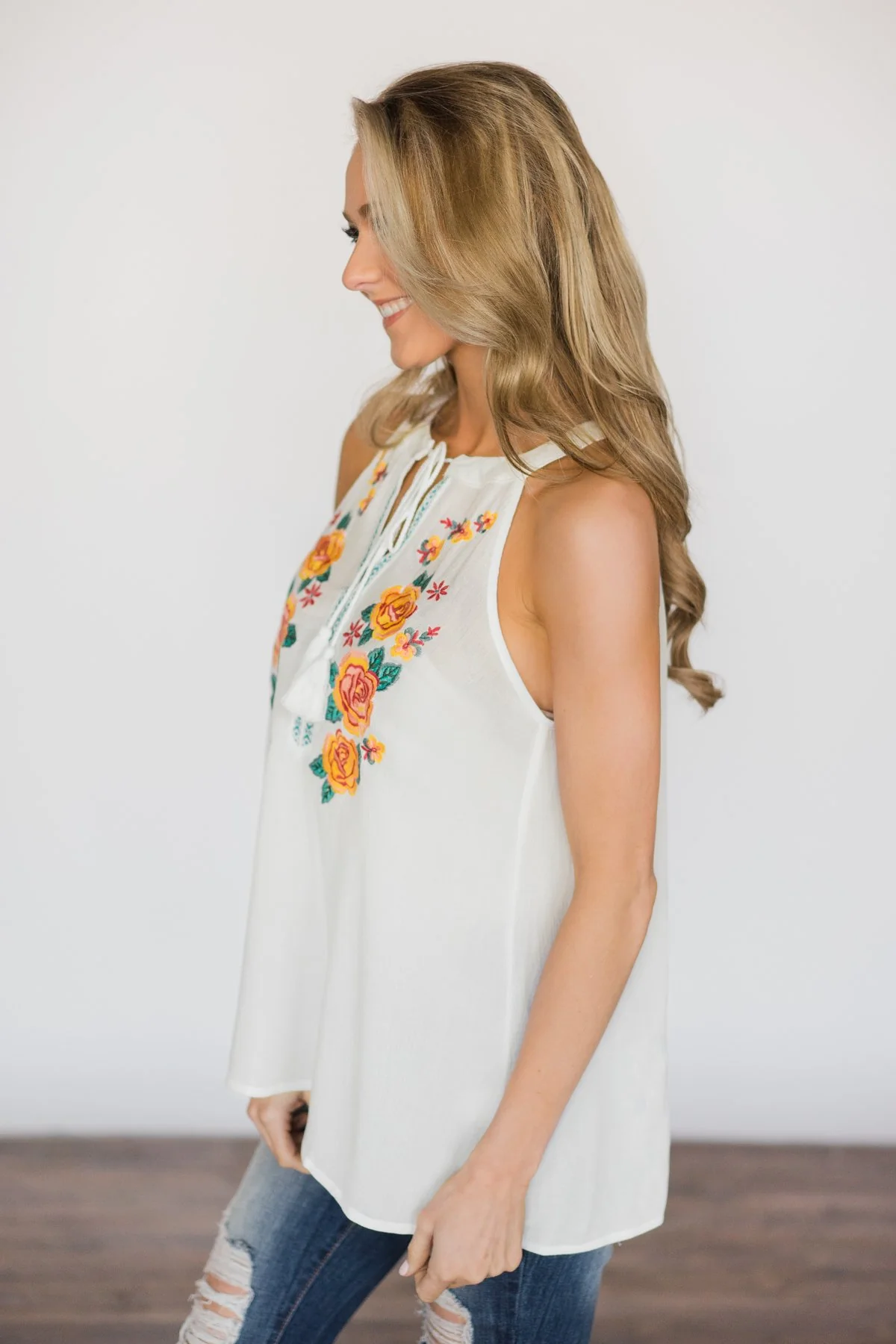 Floral My Heart Tank Top ~ Ivory - Image 4