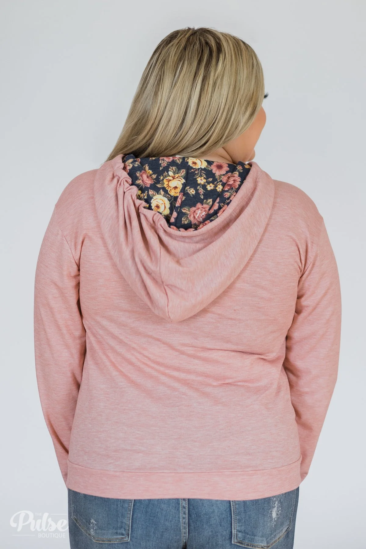 Floral Peek-A-Boo Hoodie- Pink - Image 11