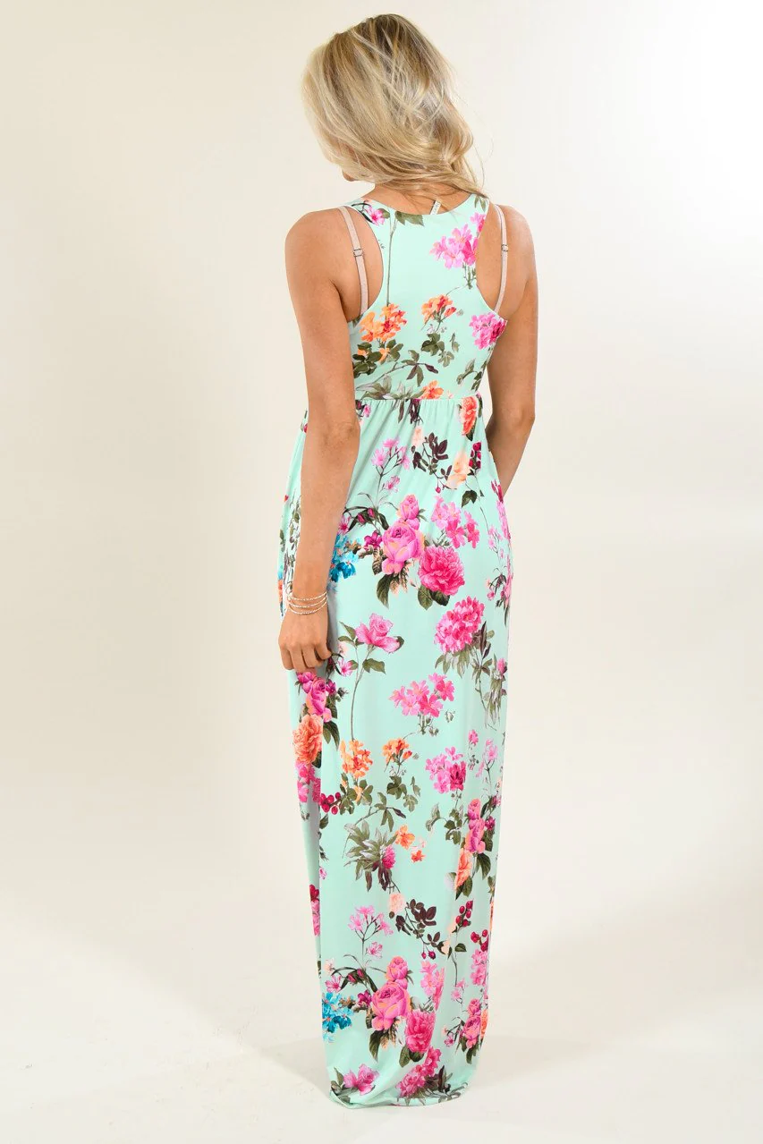 Floral Showers Mint Maxi Dress - Image 6