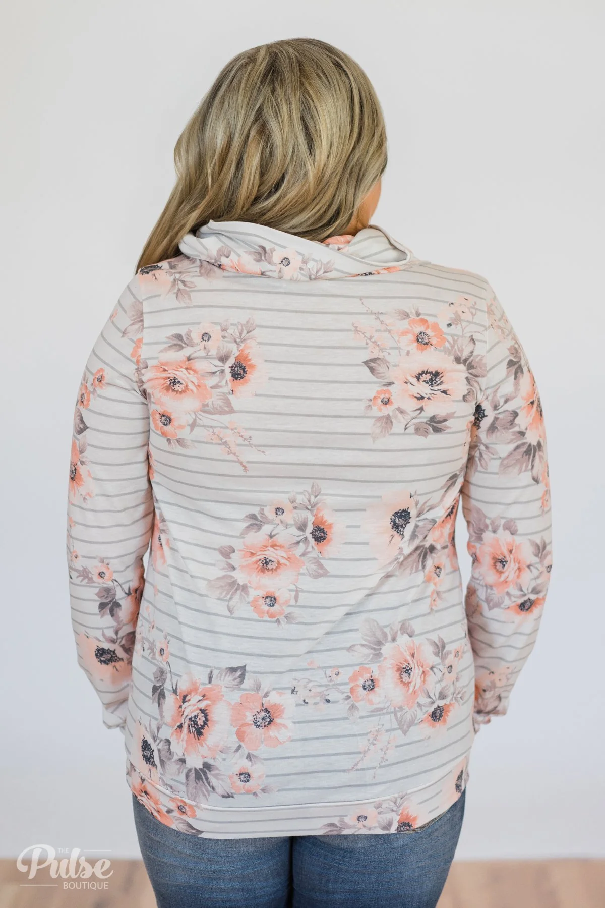 Floral & Stripes Cowl Neck- Candy Pink - Image 6