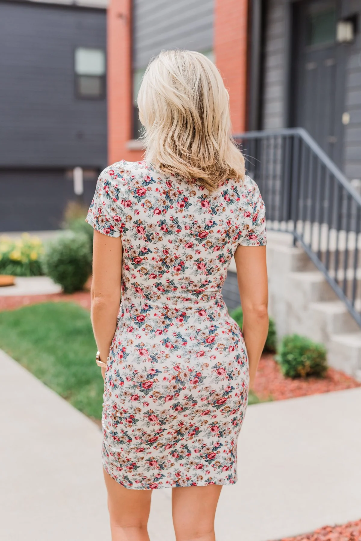 Floral Take Me Away Short Sleeve Dress- Off White - Image 13