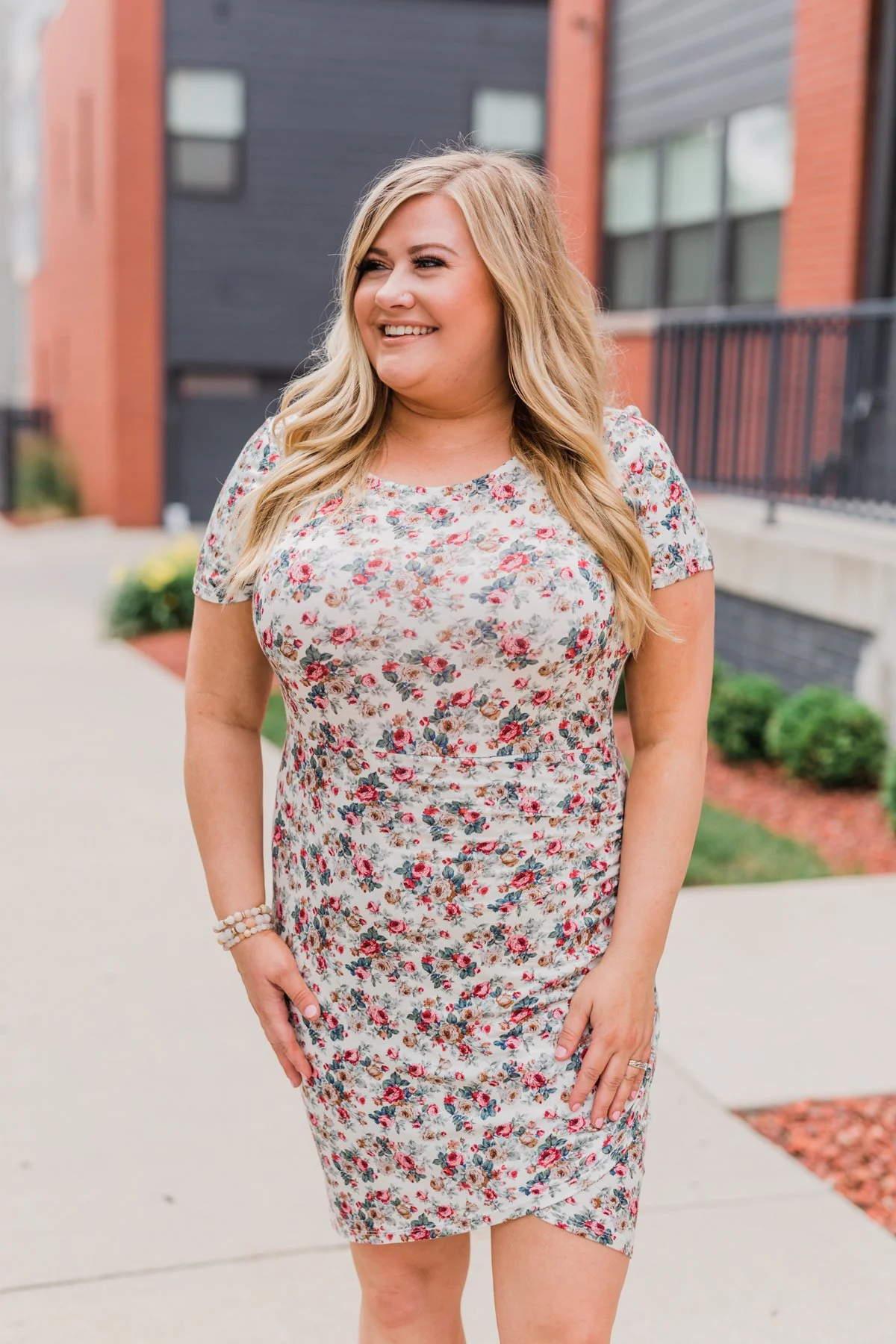 Floral Take Me Away Short Sleeve Dress- Off White - Image 8