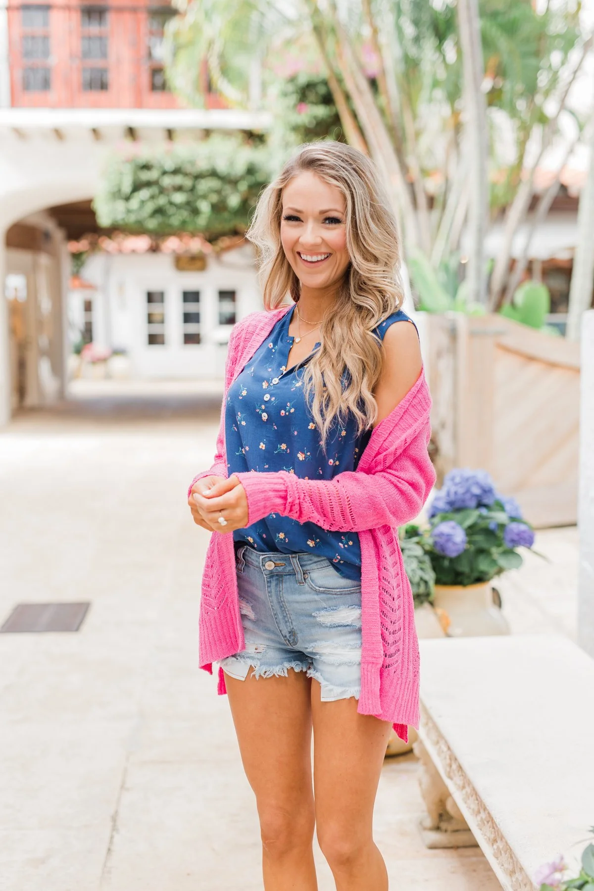 Spring Blooms Floral Tank Top- Sapphire Blue - Image 3