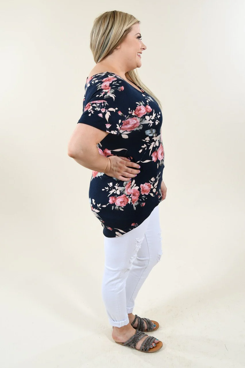 Floral V-Neck ~ Navy - Image 6