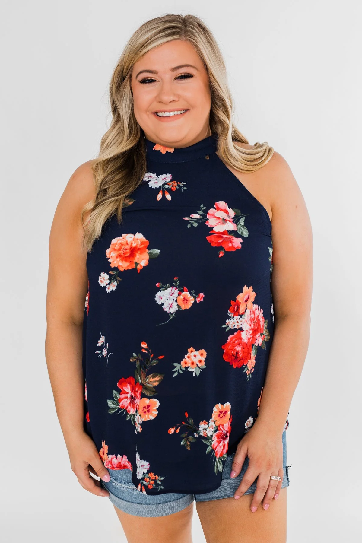 Flourish in Floral Halter Tank Top- Navy - Image 10