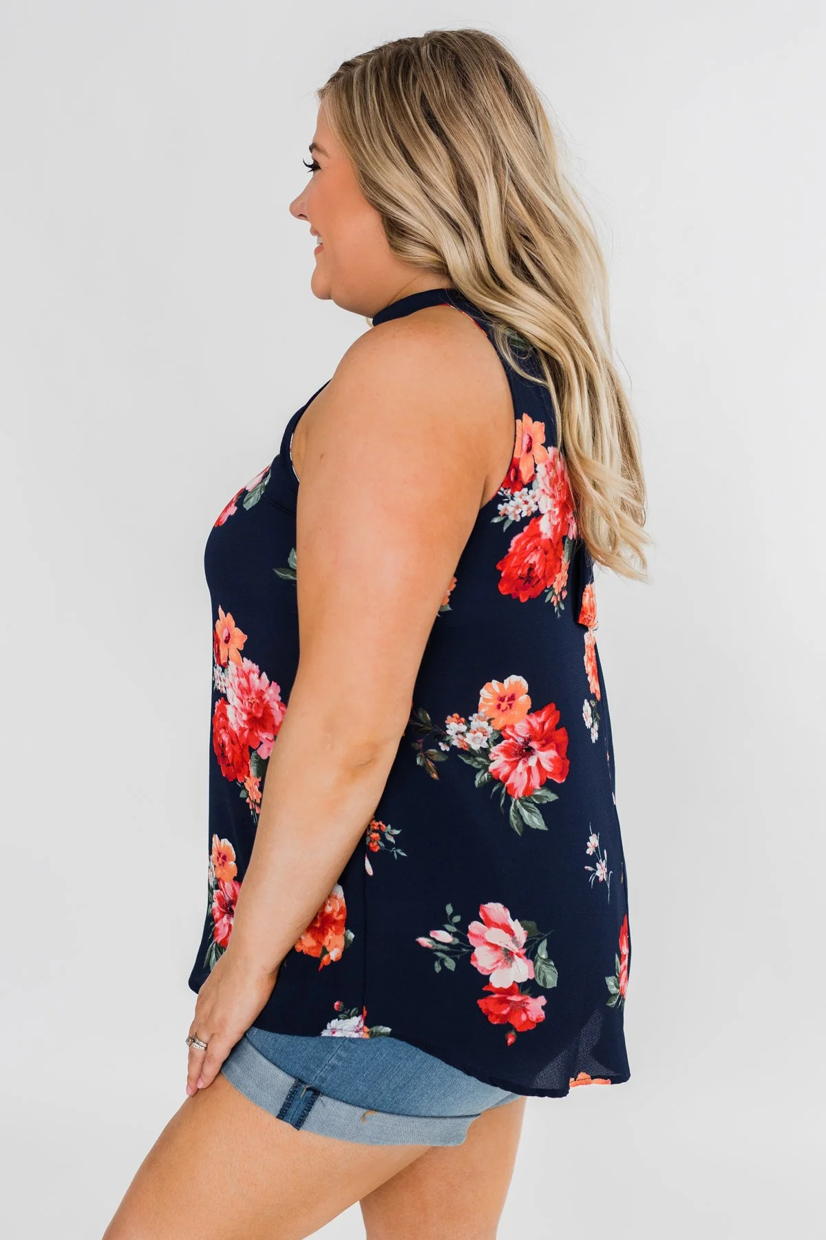 Flourish in Floral Halter Tank Top- Navy - Image 13