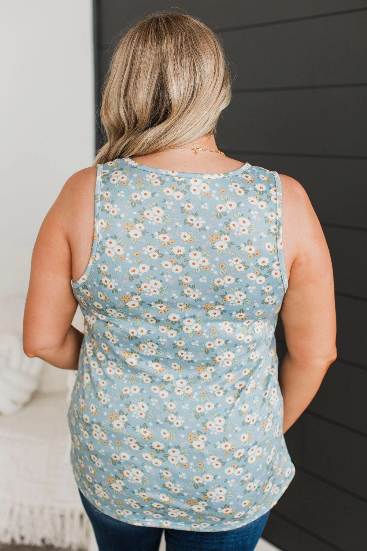Flourishing Dreams Knit Tank Top- Powder Blue - Image 7