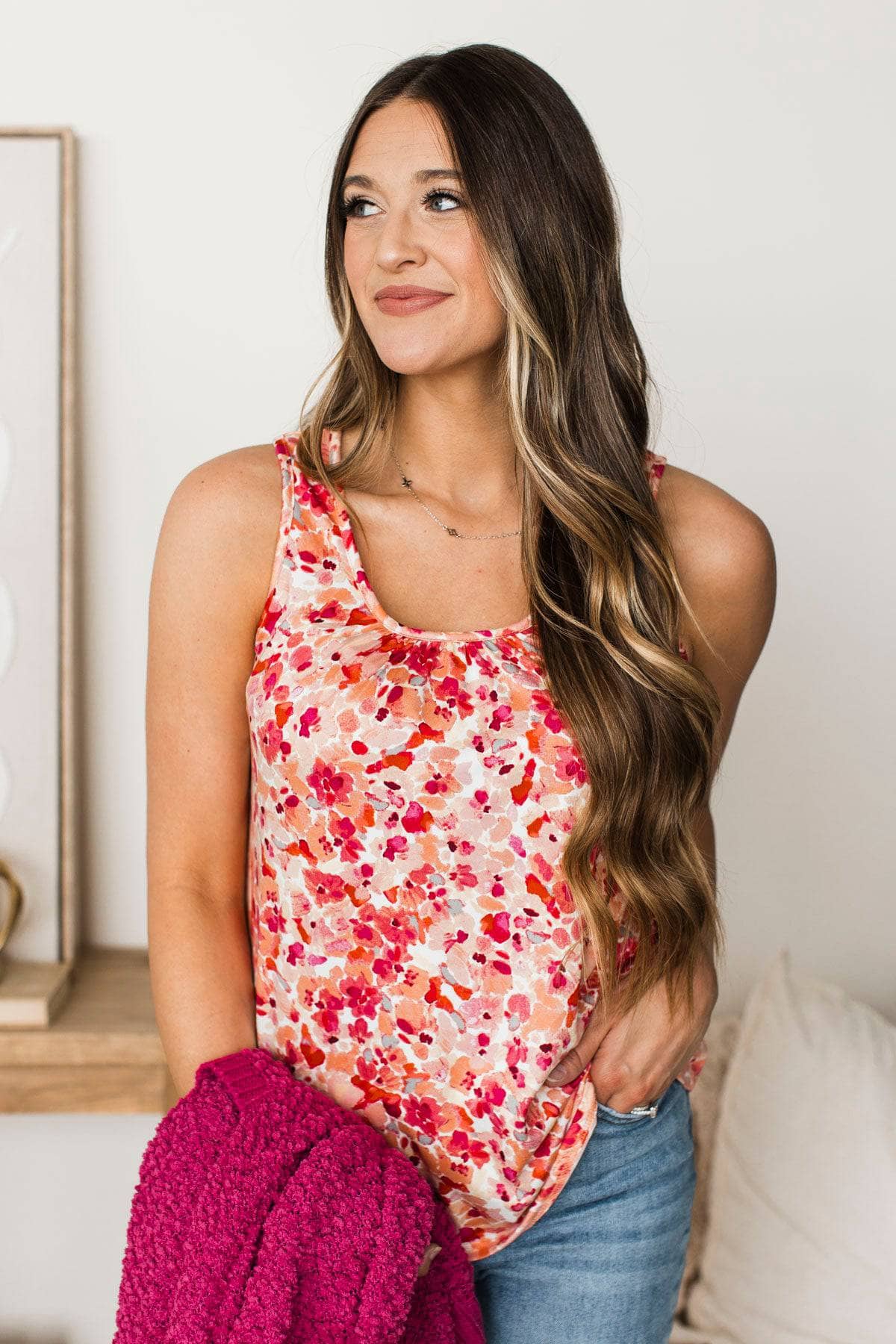 Flourishing Dreams Knit Tank Top- Red & Orange - Image 2