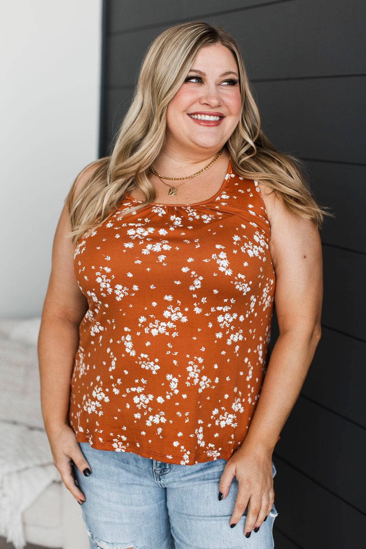 Flourishing Dreams Tank Top- Burnt Orange - Image 2