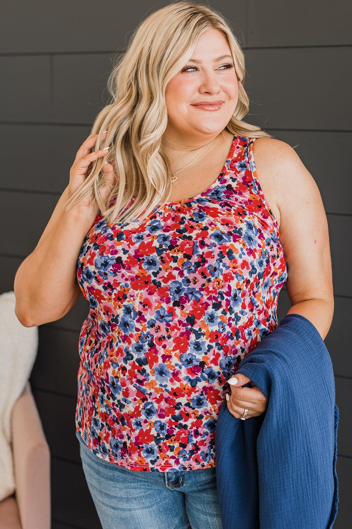 Flourishing Dreams Tank Top- Fuchsia & Royal Blue - Image 4