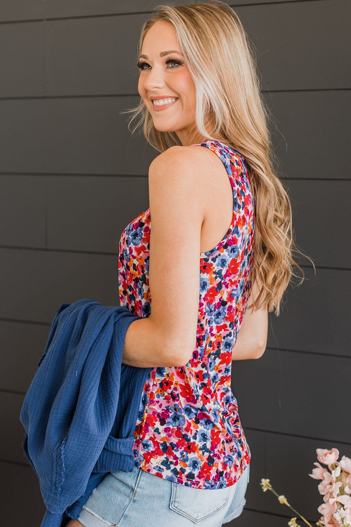 Flourishing Dreams Tank Top- Fuchsia & Royal Blue - Image 5