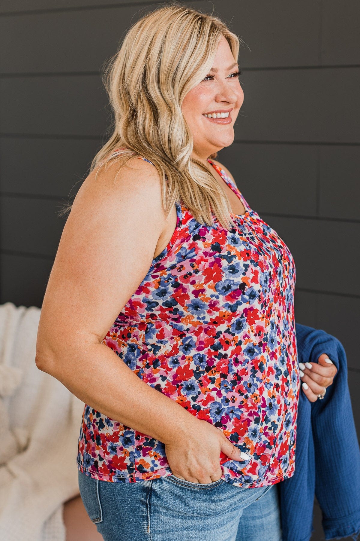 Flourishing Dreams Tank Top- Fuchsia & Royal Blue - Image 6