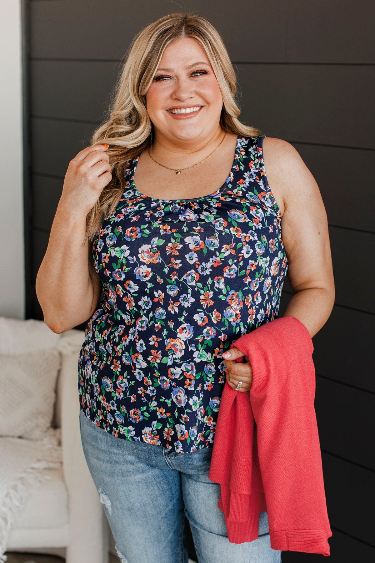Flourishing Dreams Tank Top- Navy - Image 4