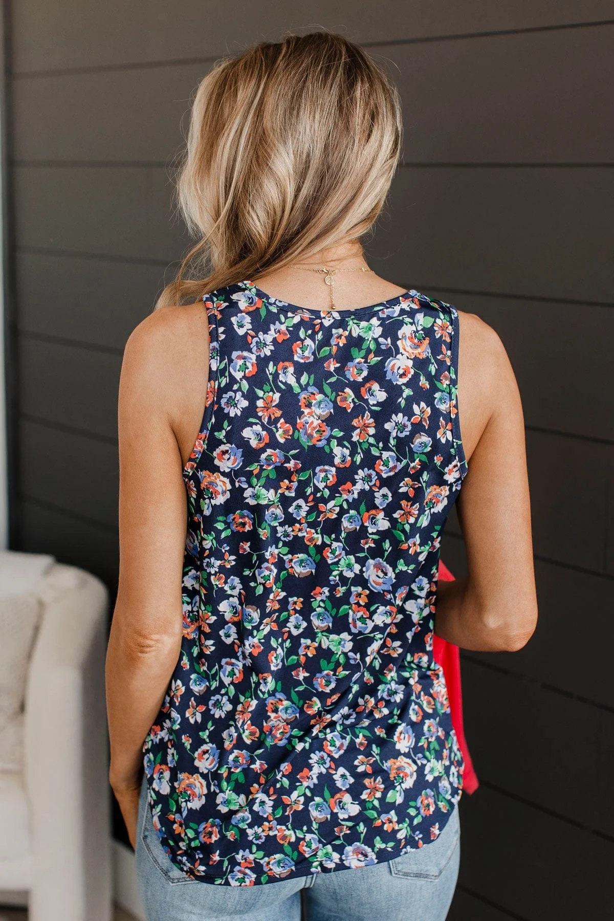 Flourishing Dreams Tank Top- Navy - Image 9