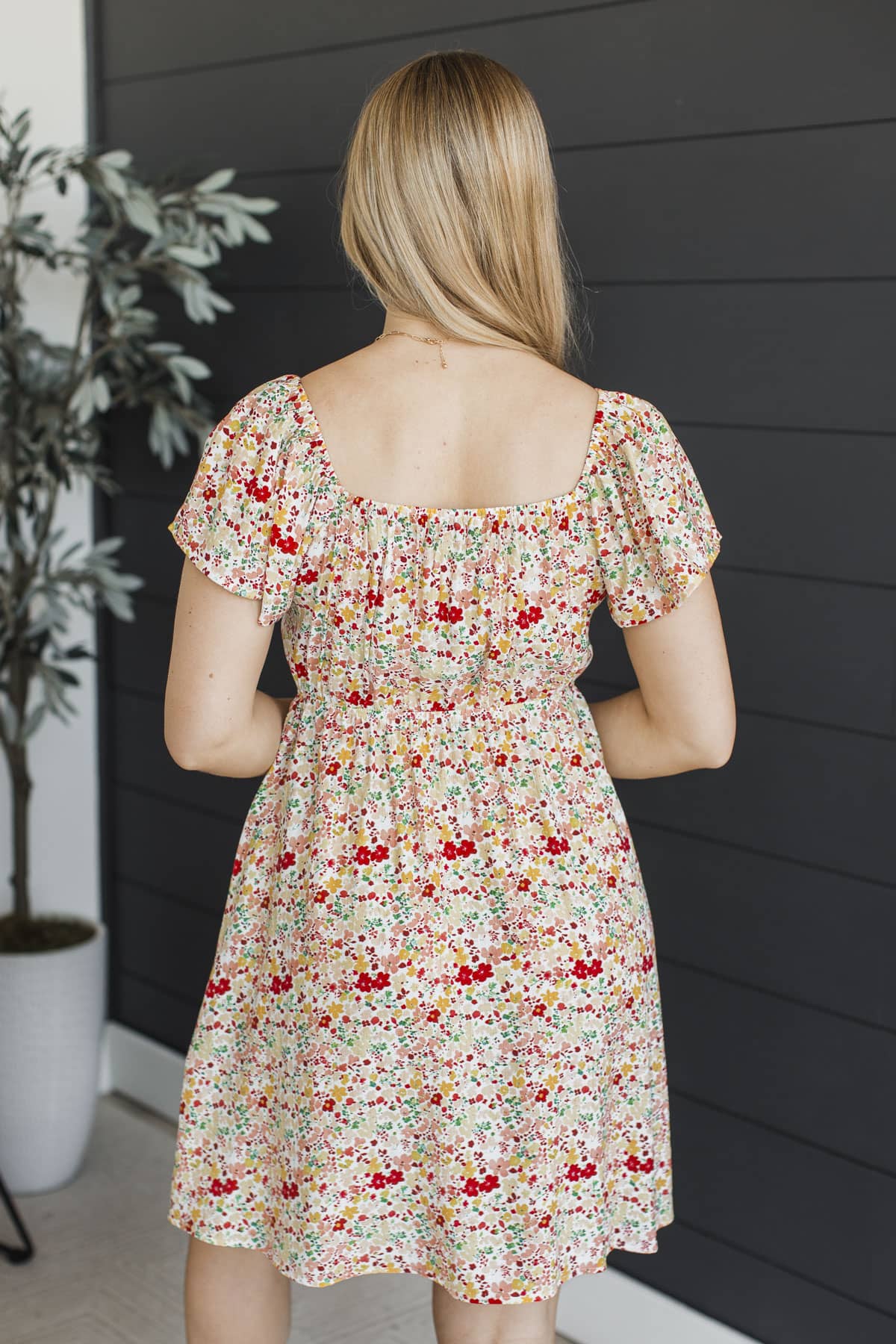 Flow With Confidence Floral Mini Dress- Ivory & Red - Image 5
