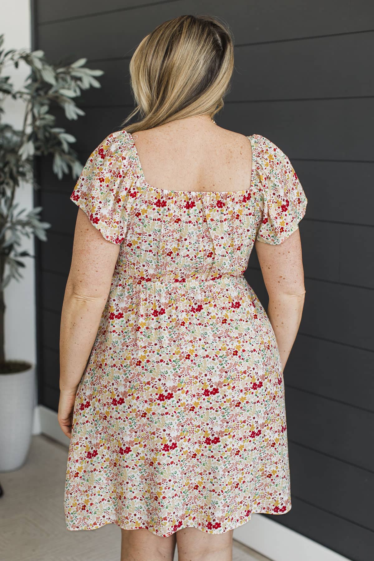 Flow With Confidence Floral Mini Dress- Ivory & Red - Image 6