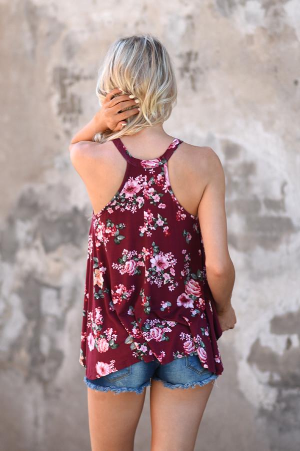 Flower Power Tank ~ Burgundy - Image 5