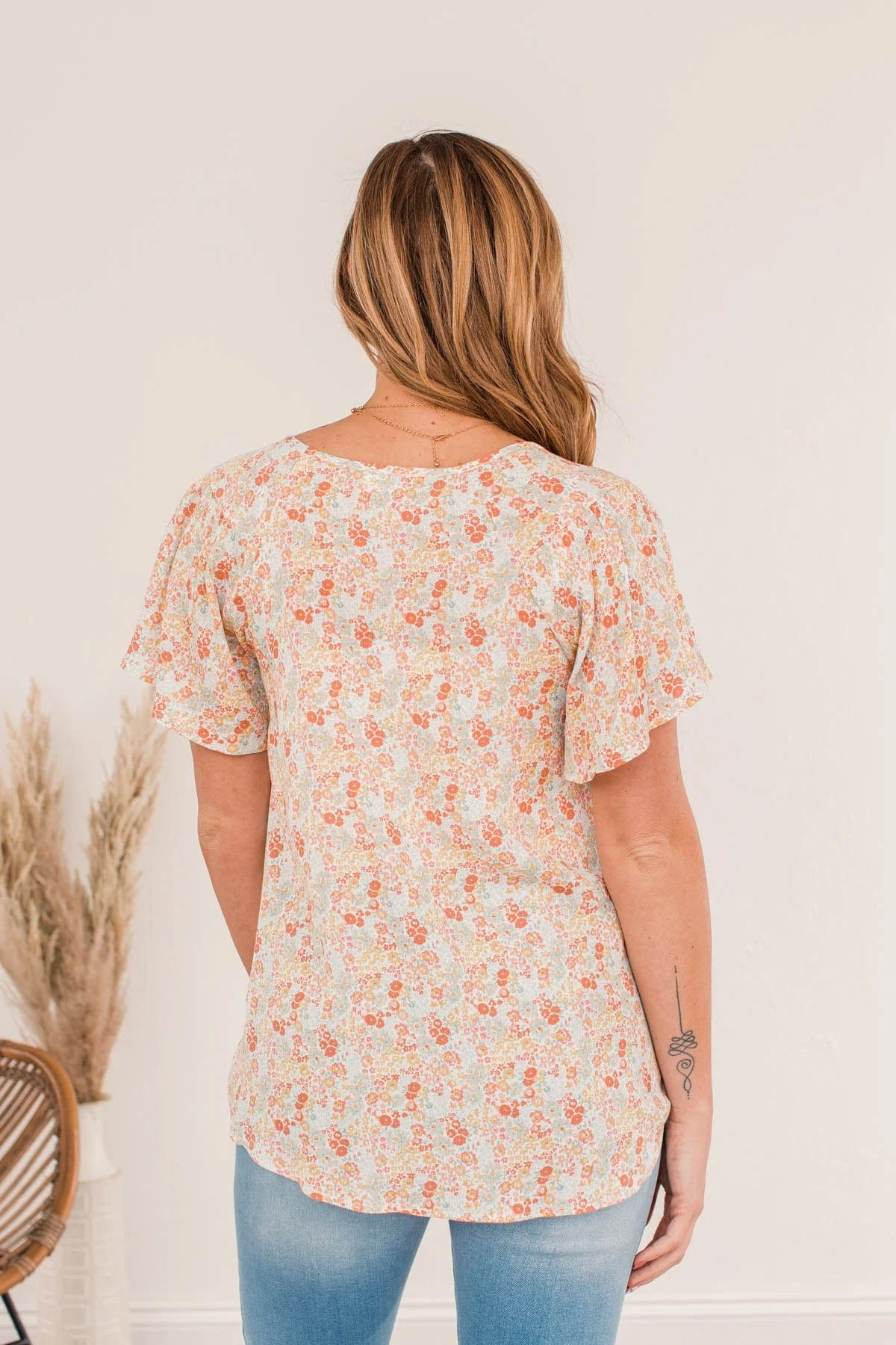 Fluttering Butterflies Floral Top- Coral - Image 11