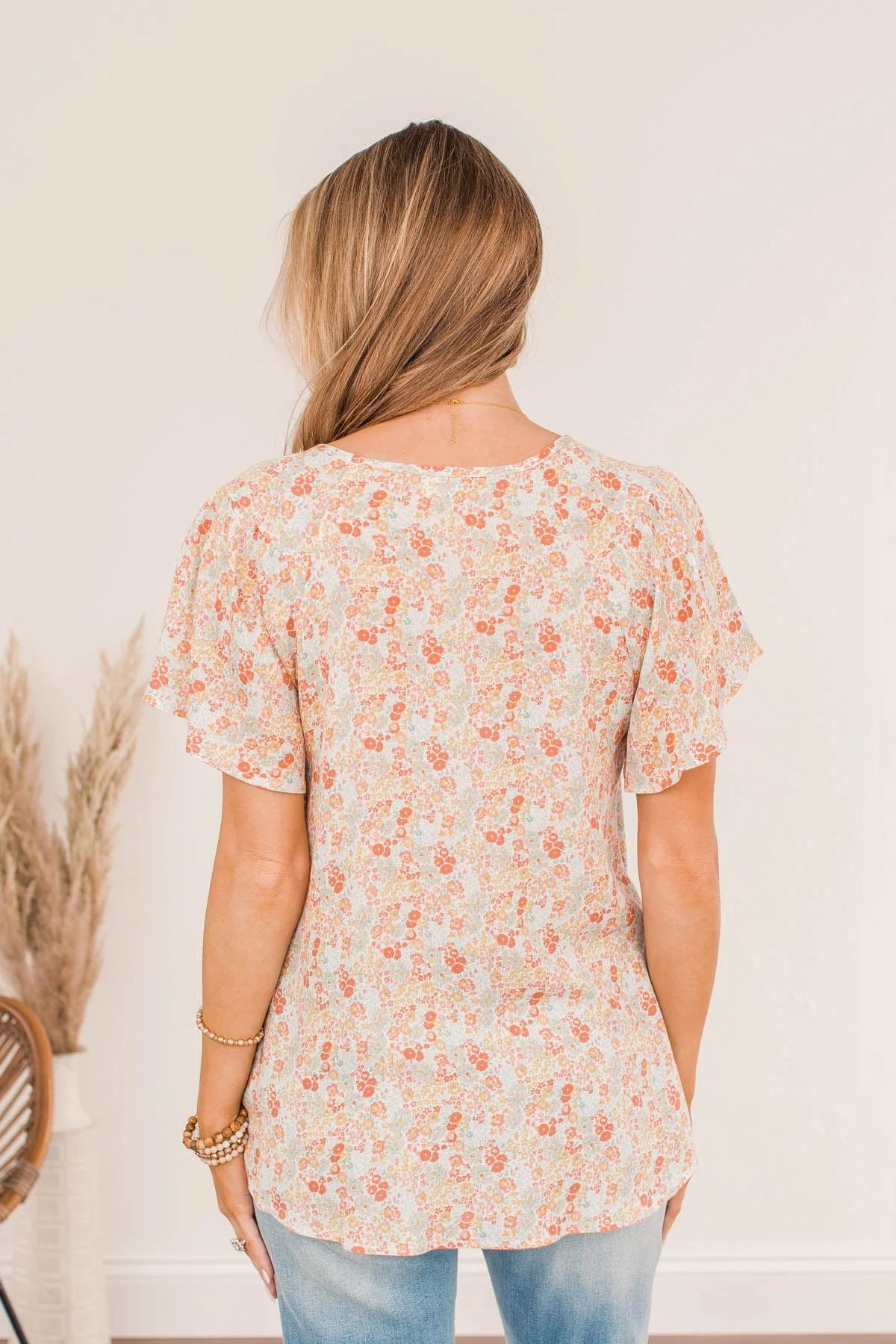 Fluttering Butterflies Floral Top- Coral - Image 12