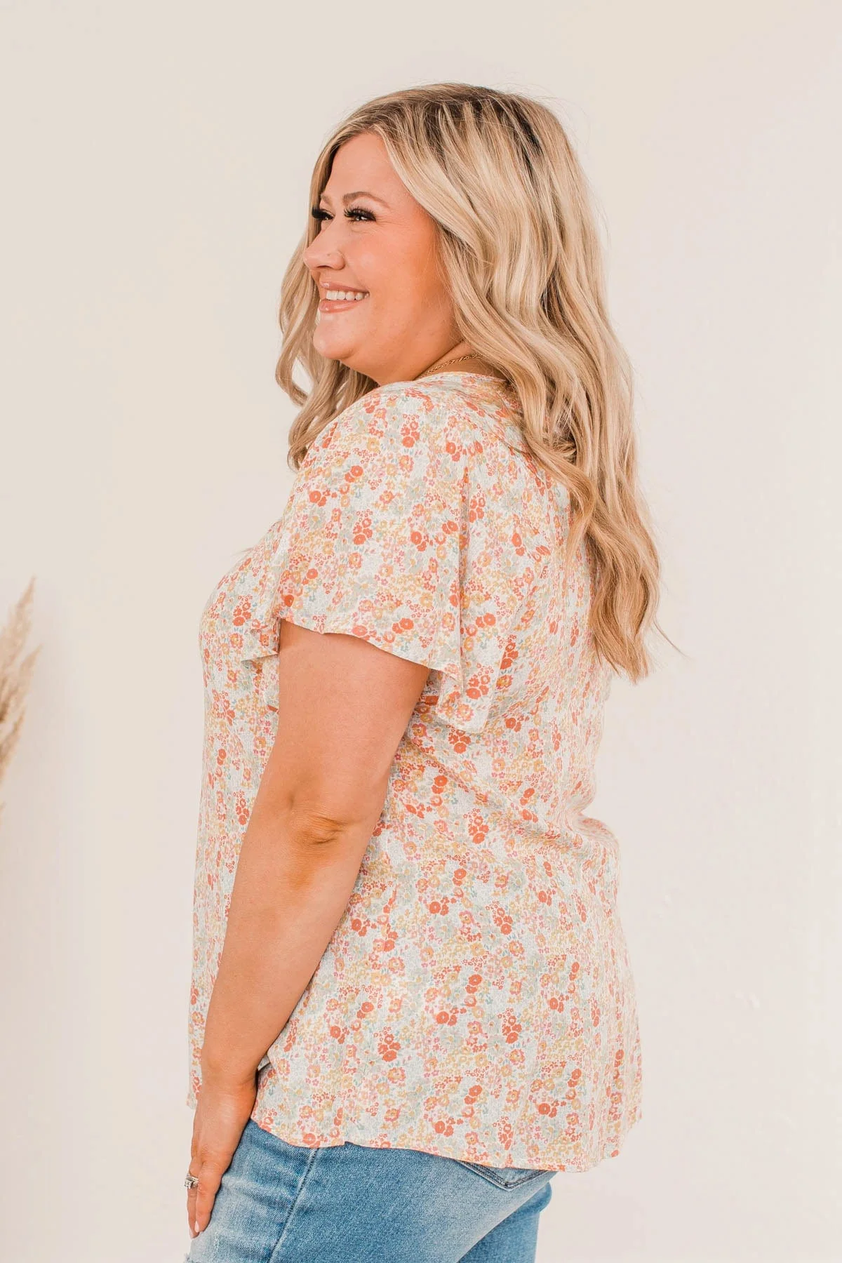 Fluttering Butterflies Floral Top- Coral - Image 8