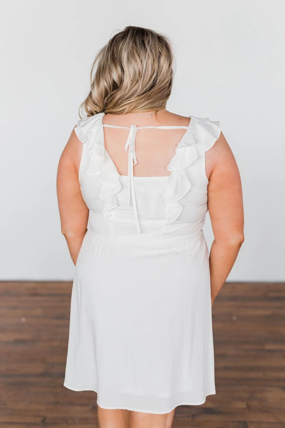 Fly Away Sleeveless Ruffle Dress- Ivory - Image 13