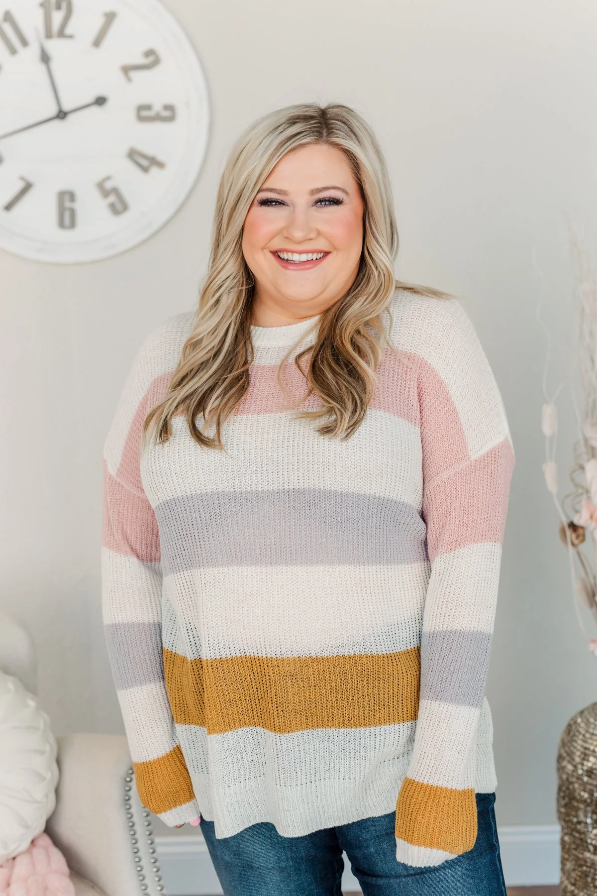 Focus On The Good Knit Sweater- Ivory, Blush, Camel, & Grey - Image 2