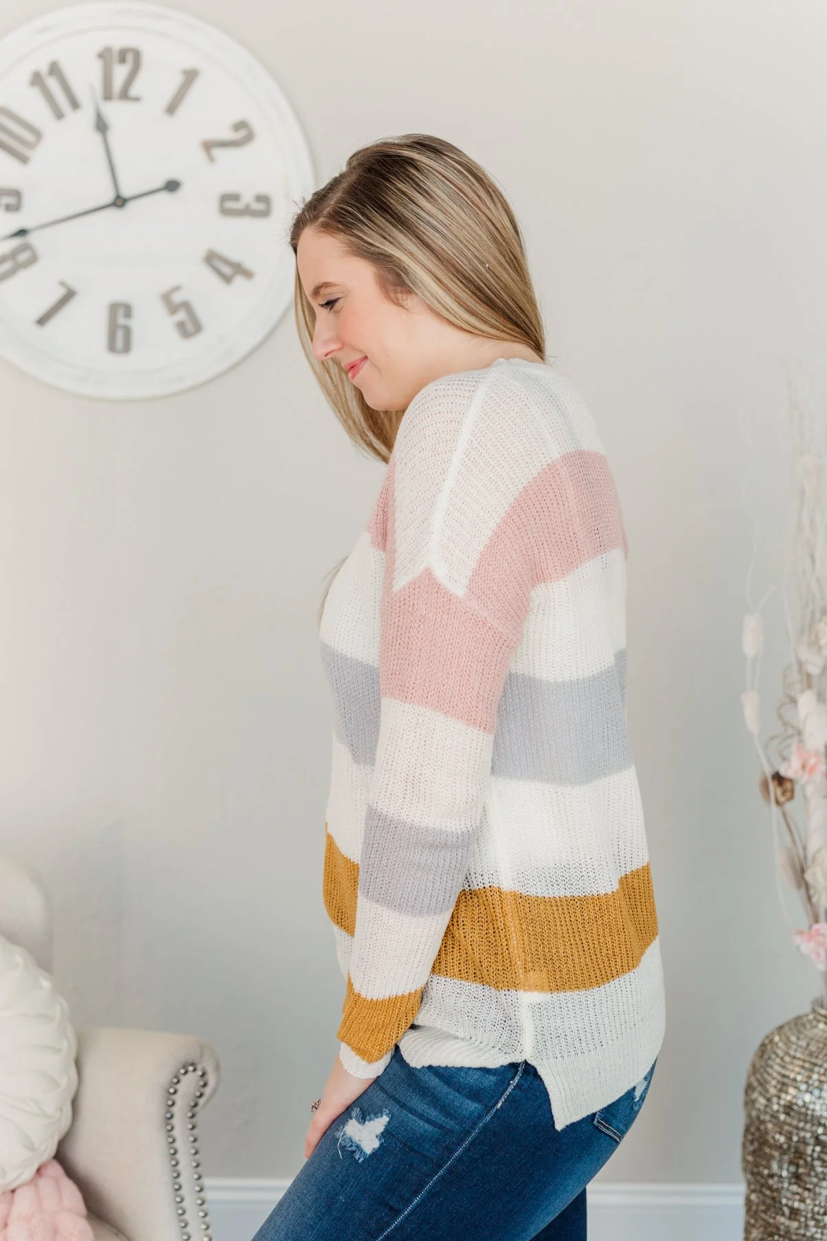Focus On The Good Knit Sweater- Ivory, Blush, Camel, & Grey - Image 7