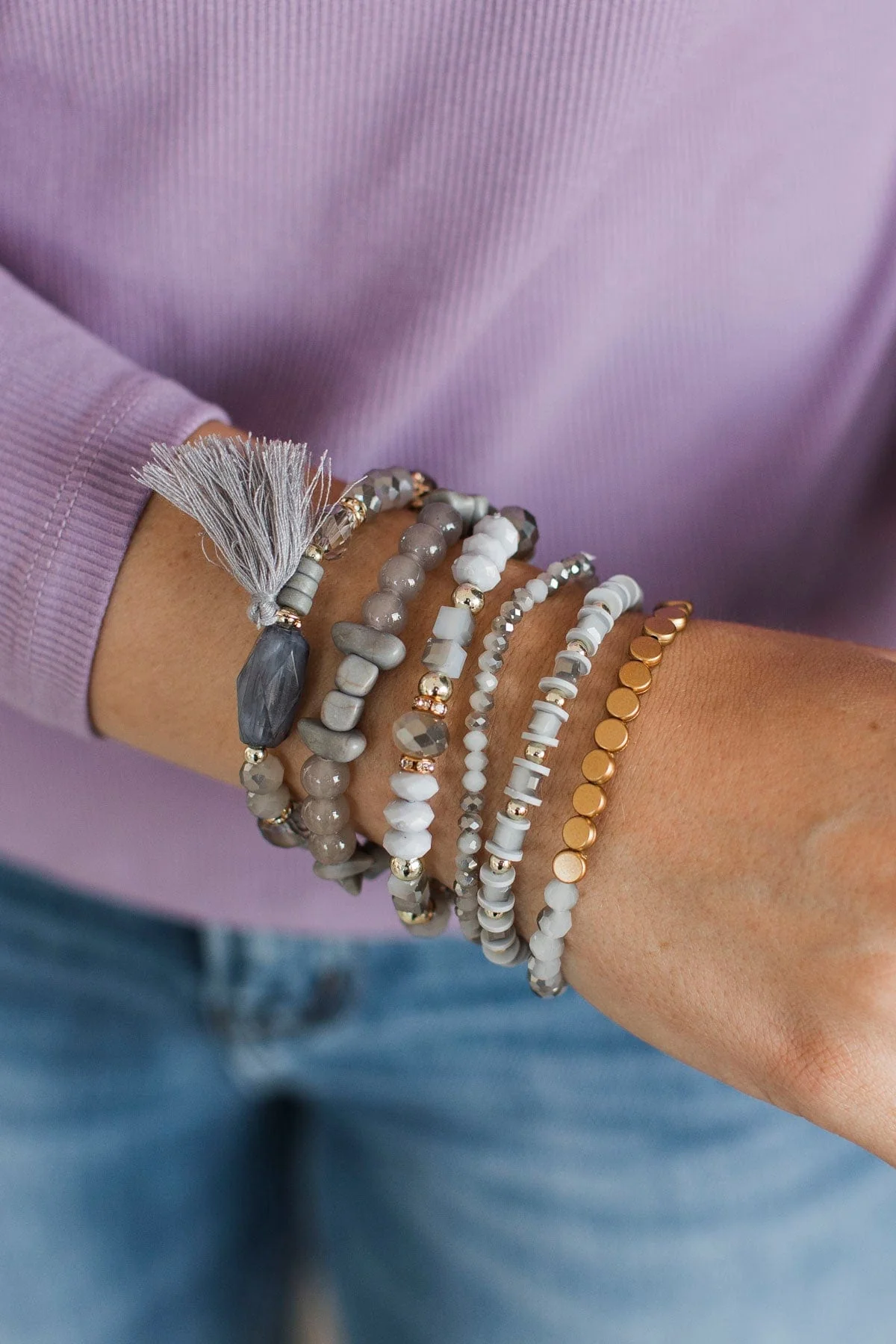 Focus On You Stackable Bracelet Set- Grey - Image 2