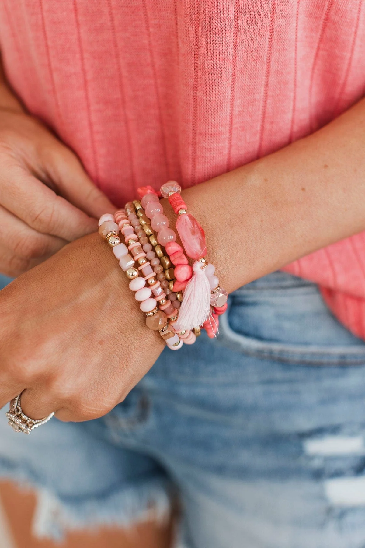 Focus On You Stackable Bracelet Set- Pink - Image 2