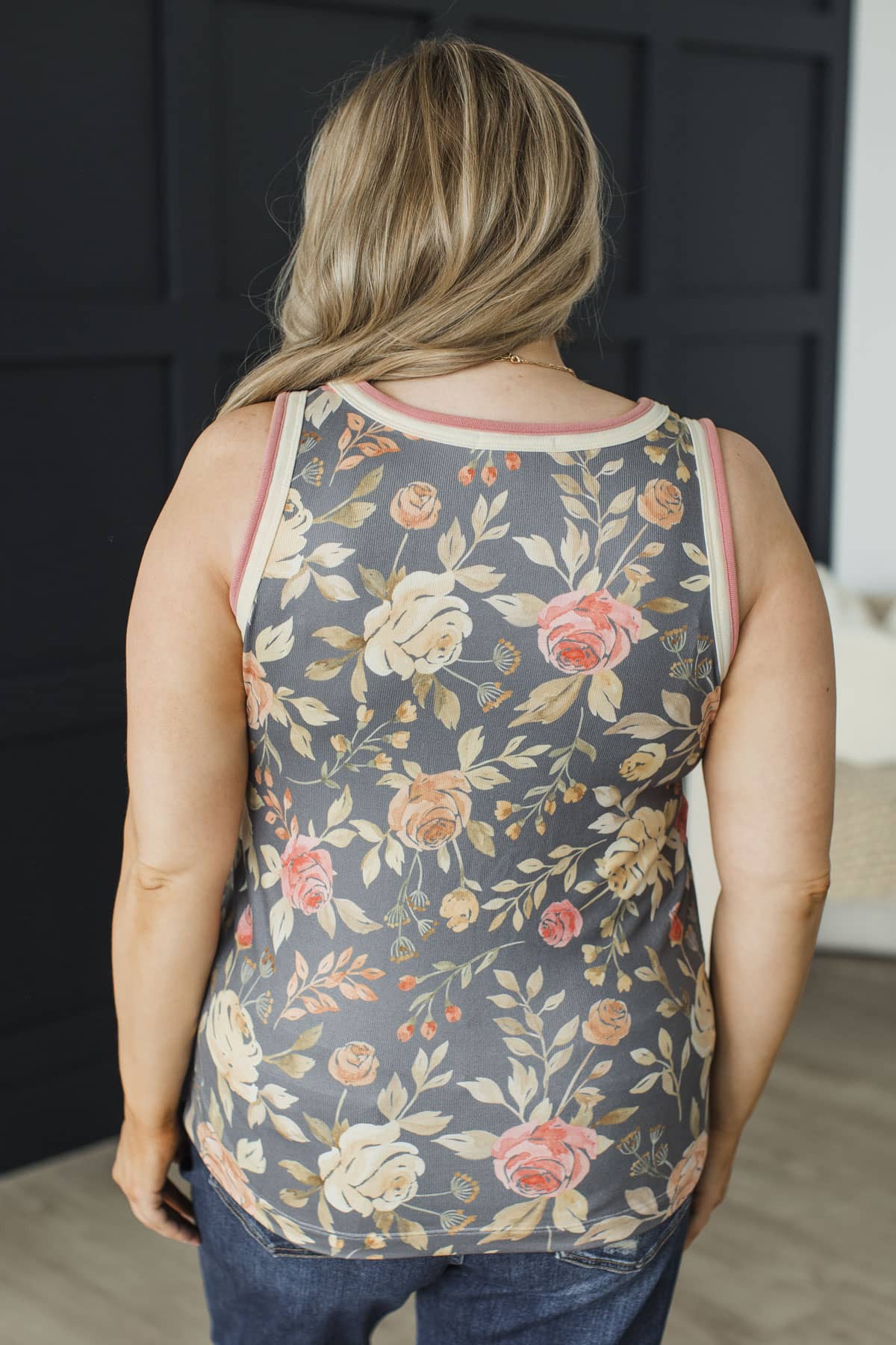Follow The Feeling Floral Tank Top- Grey - Image 8