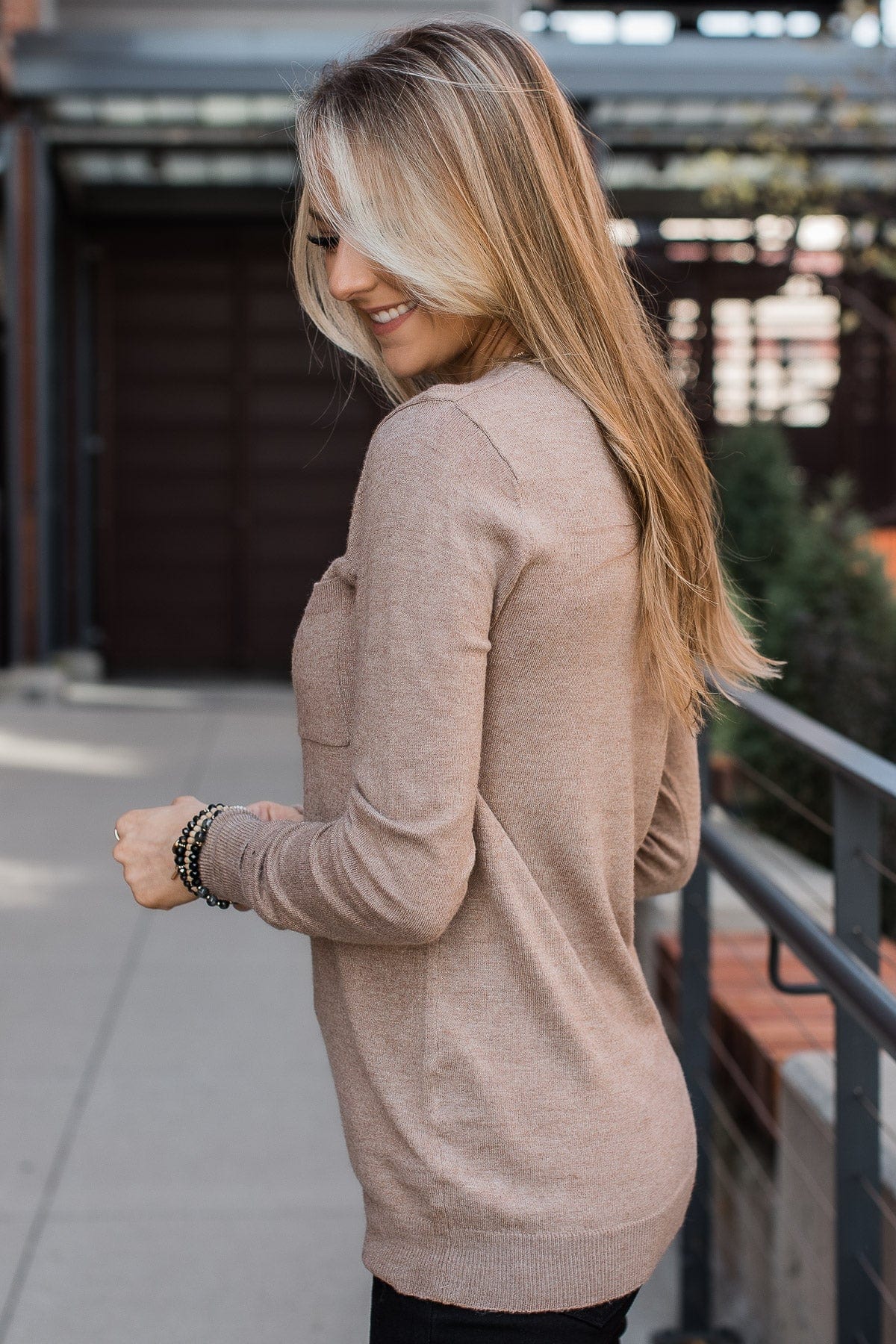 Follow Your Bliss Pocket Top- Light Mocha - Image 5